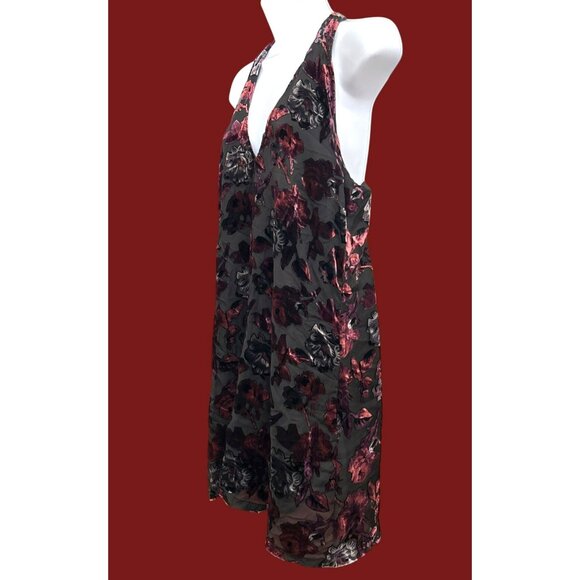 BB Dakota Black Purple Burnout Velvet Halter Dress Sz M Whimsigoth Dark Romantic - Picture 3 of 7